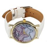 GENVIVIA VintageWorld Map Watch leather & Alloly Women Wristwatch Analog Quartz
