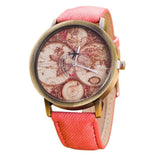 2018 Womens World Map Fly Plane Leather Strap