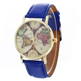 Watches WomeLeather Strap Quartz-watch 2018 World Map Pattern Quartz-watch Clock Wristwatches