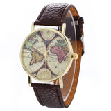 Watches WomeLeather Strap Quartz-watch 2018 World Map Pattern Quartz-watch Clock Wristwatches