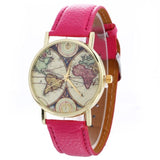Watches WomeLeather Strap Quartz-watch 2018 World Map Pattern Quartz-watch Clock Wristwatches