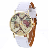 Watches WomeLeather Strap Quartz-watch 2018 World Map Pattern Quartz-watch Clock Wristwatches