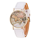 2018 Women's World Map Leather Strap Analog Quartz Wrist Watch