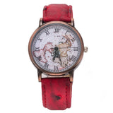 Men - Women Watches World Map Pattern Analog PU Leather Quartz Watch