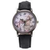 Men - Women Watches World Map Pattern Analog PU Leather Quartz Watch