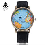 Retro Unisex Men Women Watch World Map Design Analog Quartz Watch