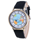 Fashion Women's World Map Cowboy Band Analog Quartz Wrist Watch