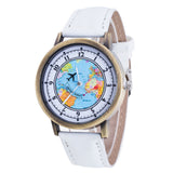 Fashion Women's World Map Cowboy Band Analog Quartz Wrist Watch