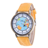 Fashion Women's World Map Cowboy Band Analog Quartz Wrist Watch