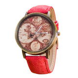Women's World Map Cowboy Band Analog Quartz Wrist Watch