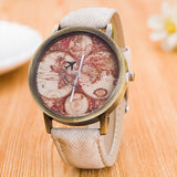 Women's World Map Cowboy Band Analog Quartz Wrist Watch
