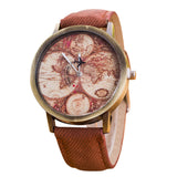 Women's World Map Cowboy Band Analog Quartz Wrist Watch