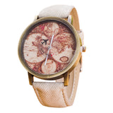 Fashion Women's World Map Cowboy Band Analog Quartz